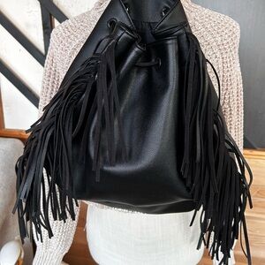 Victoria’s Secret Black Fringe Leather Backpack preloved in perfect condition